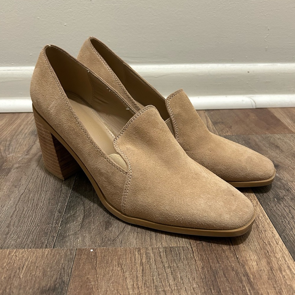 Joie Tan Suede Block Heel Shoes